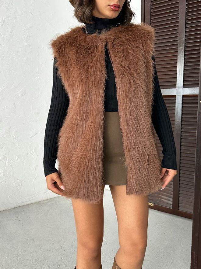 Topshow السترة البني كاجوال بوهو أنيق ملابس بالجملة الخريف