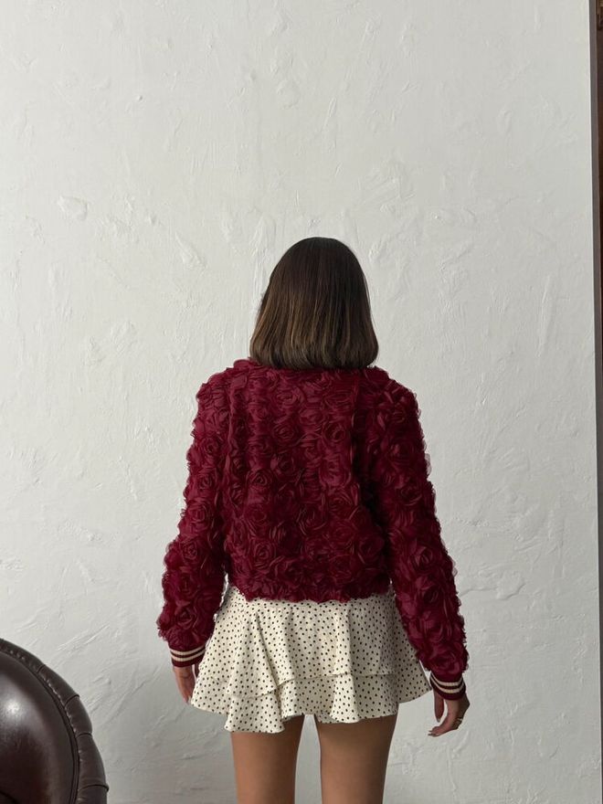 Topshow Claret Red Bomber Jacket Wholesale Clothing Vintage