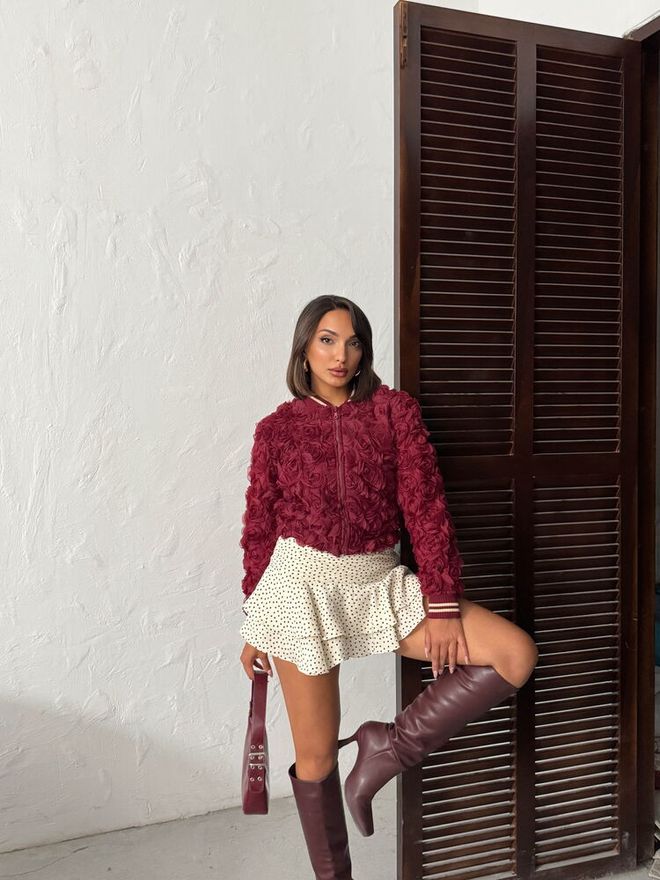 Topshow Claret Red Bomber Jacket Wholesale Clothing Lounge