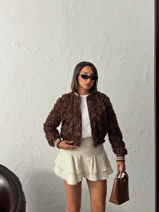 Topshow Brown Bomber Jacket Wholesale Clothing 1