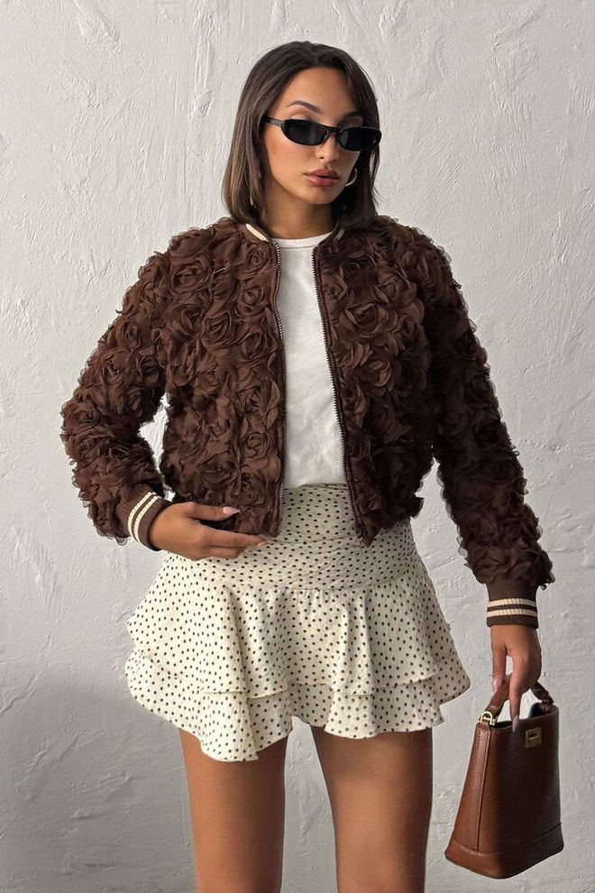 Topshow Chaqueta Bomber Marrón Ropa al por mayor Casual