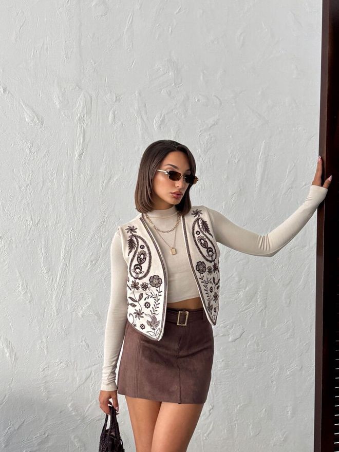 Topshow Μπεζ Boho Casual Κομψό Σοδειά Ρετρό Αμάνικο Μπλουζάκι Χονδρικό εμπόριο ενδυμάτων Σαλόνι