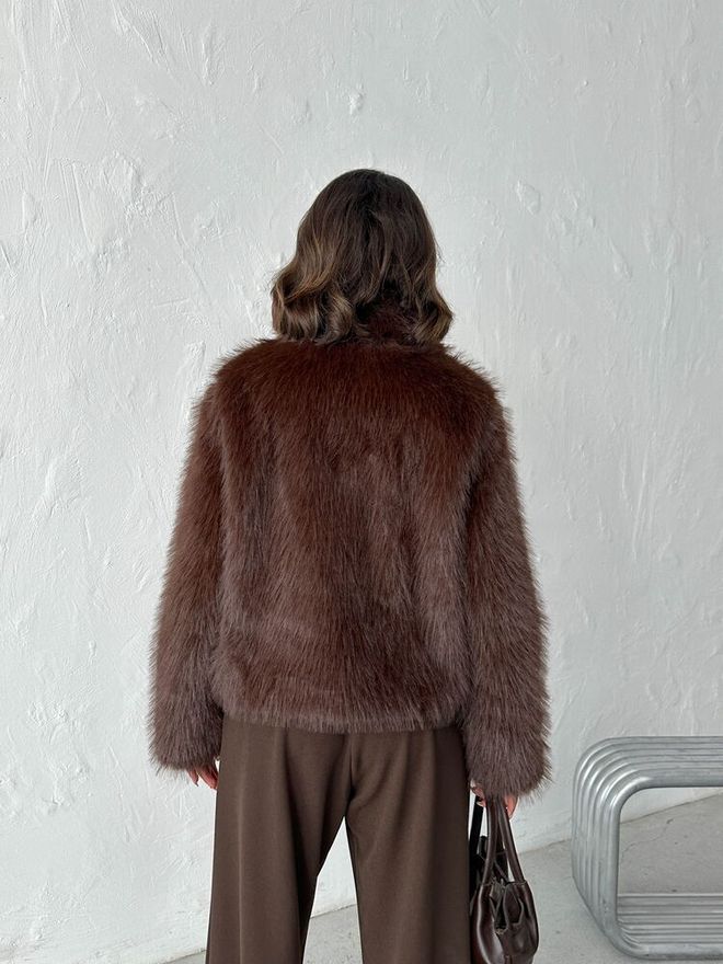 Topshow Brown Fur Elegant Buttoned Jacket Wholesale Clothing Fall