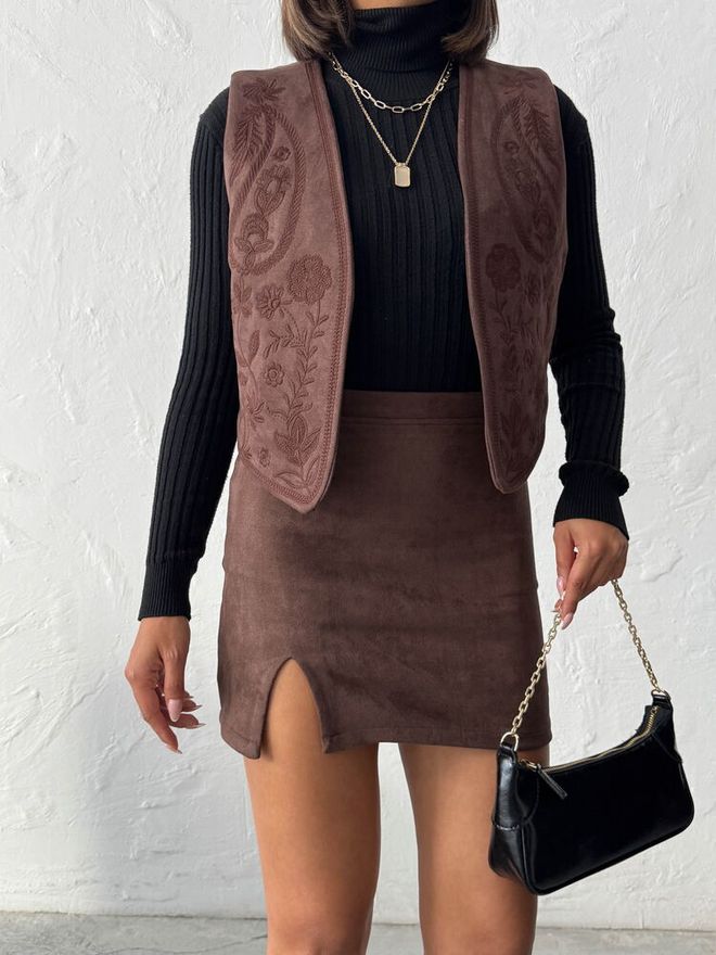 Topshow Καφέ Boho Ρετρό Paisley Φλοράλ Αμάνικο Μπλουζάκι Χονδρικό εμπόριο ενδυμάτων Άνοιξη
