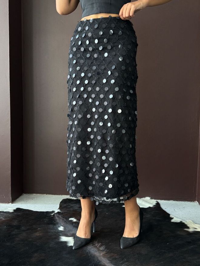 Jupe Crayon Marks And Spencer Noire Paillettes – Taille 8 – Parfait état