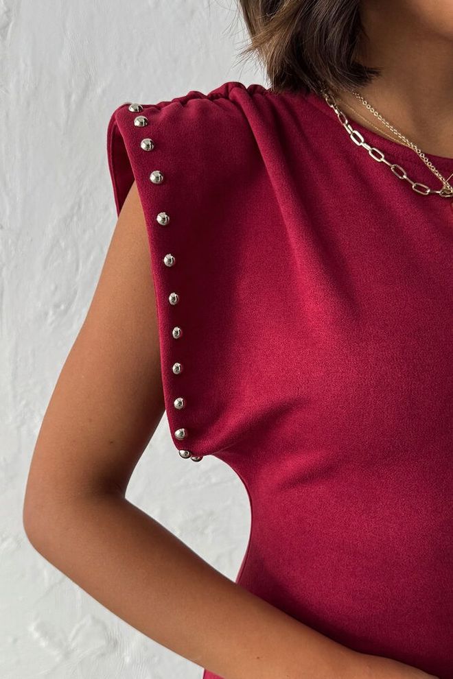 Topshow Bordo Bodycon Mini Elbise İle Japone Kol Toptan Giyim Bahar