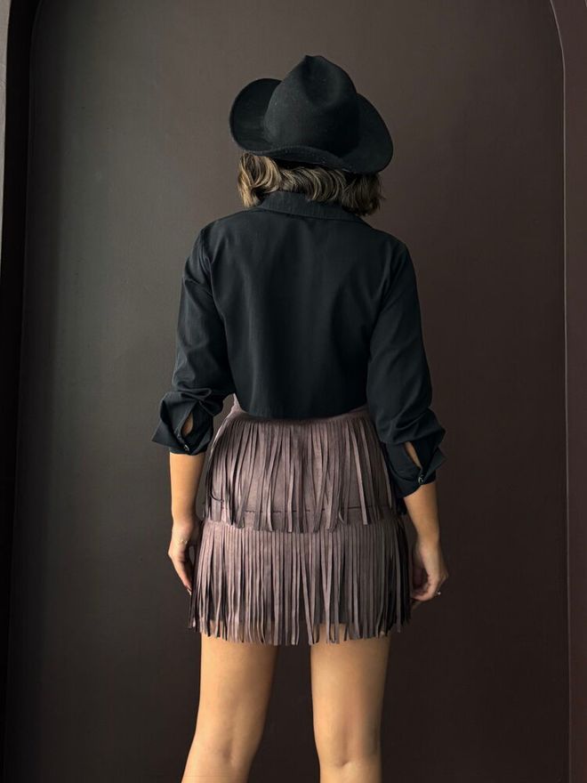 Topshow Brown Layered Mini Skirt High Waist Pull On Wholesale Clothing Birthday