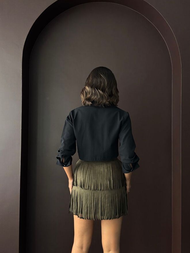 Topshow Khaki Layered Mini Skirt High Waist Wholesale Clothing Spring