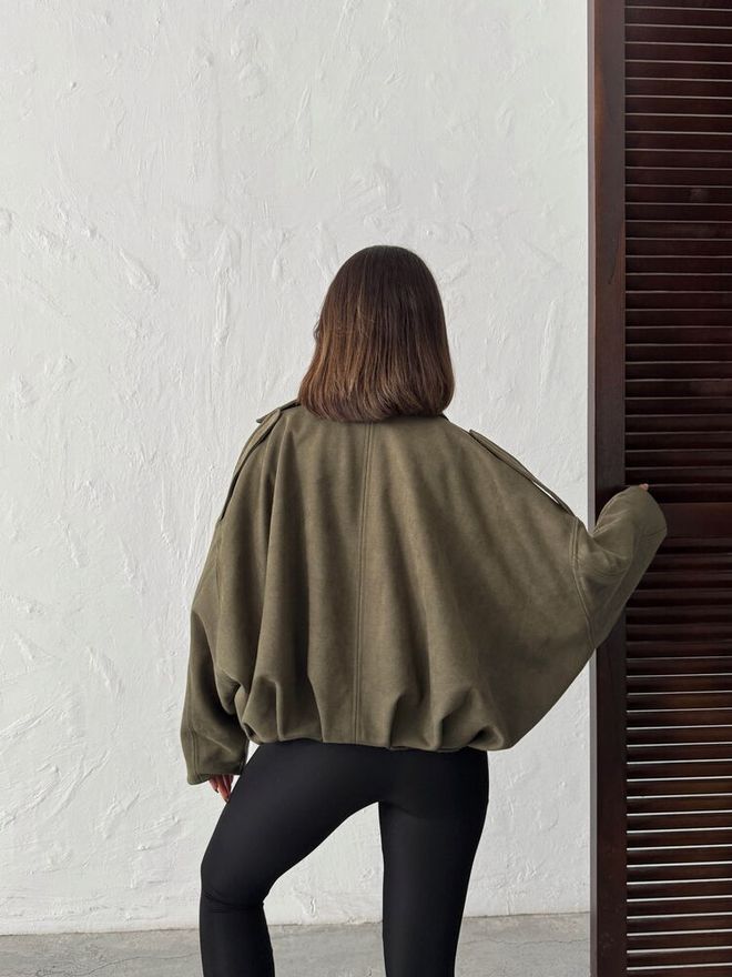 Topshow Jas Van Scuba Suede Khaki Groothandel Kleding 4