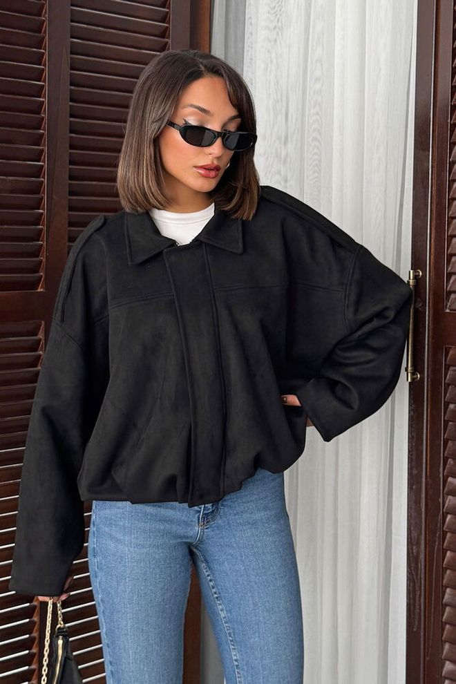 Topshow Zwarte Overhemd Jas Met Rits Groothandel Kleding Casual