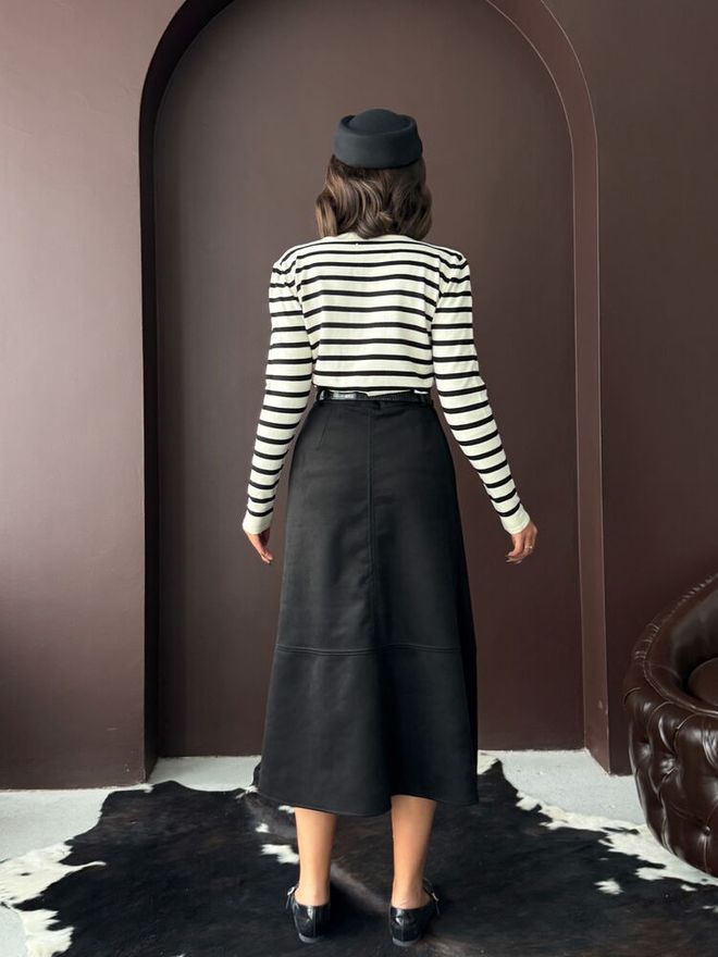 Topshow Black A Line High Waist Midi Skirt Wholesale Clothing Spring