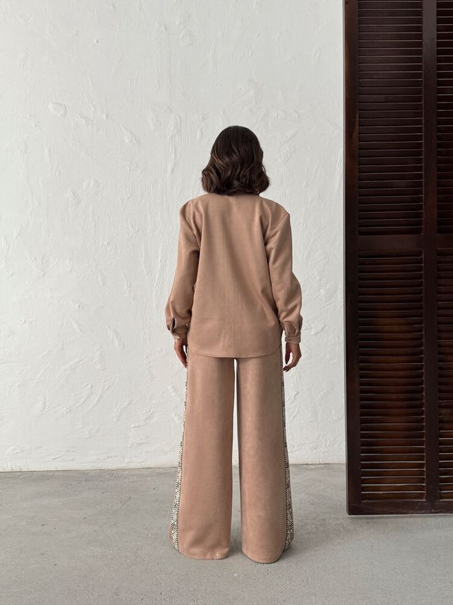 Topshow Pantalon Palazzo Beige Avec Jambes Larges Et Cordon De Serrage Vêtements en gros Décontracté