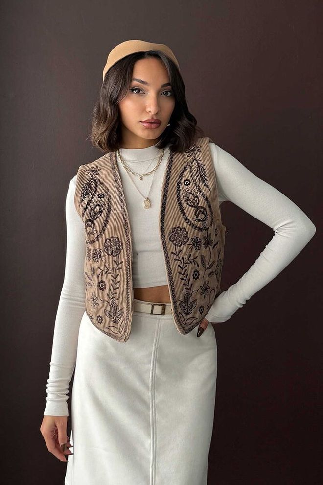 Topshow Μπεζ Boho Αμάνικο Μπλουζάκι Χονδρικό εμπόριο ενδυμάτων Casual