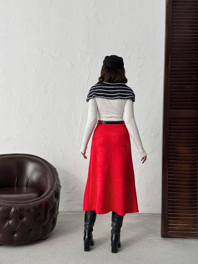 Topshow Red Elegant A Line Midi Skirt Wholesale Clothing Formal