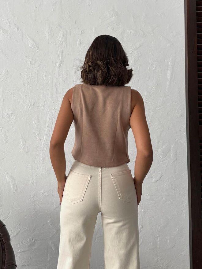 Topshow Beige Casual Elegant Vintage Vest Wholesale Clothing Vintage