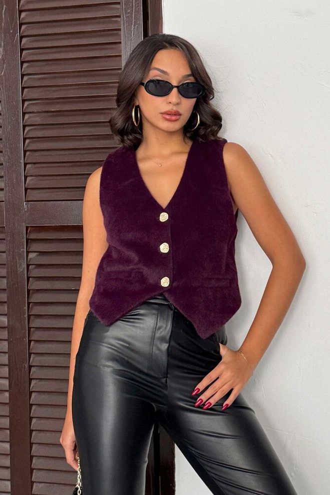 Topshow Κομψό Μπορντό Αμάνικο Μπλουζάκι Χονδρικό εμπόριο ενδυμάτων Casual