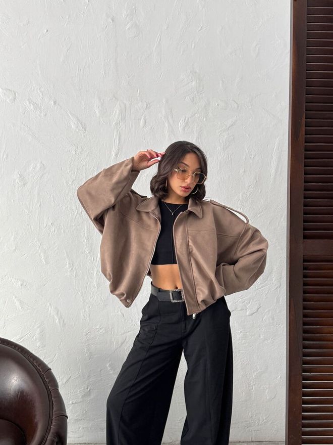 Topshow Geacă Bomber Bej Îmbrăcăminte cu ridicata 1