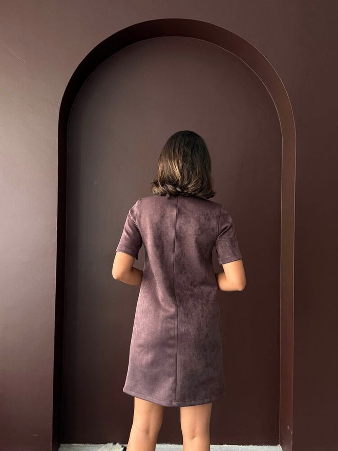 Topshow Καφέ Φόρεμα Shift Με Μισό Μανίκι Και Στρογγυλό Λαιμό Χονδρικό εμπόριο ενδυμάτων Σοδειά