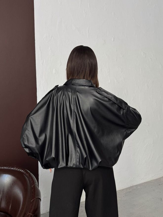 Topshow Zwarte Oversized Streetwear Shacket Jas Groothandel Kleding Punk