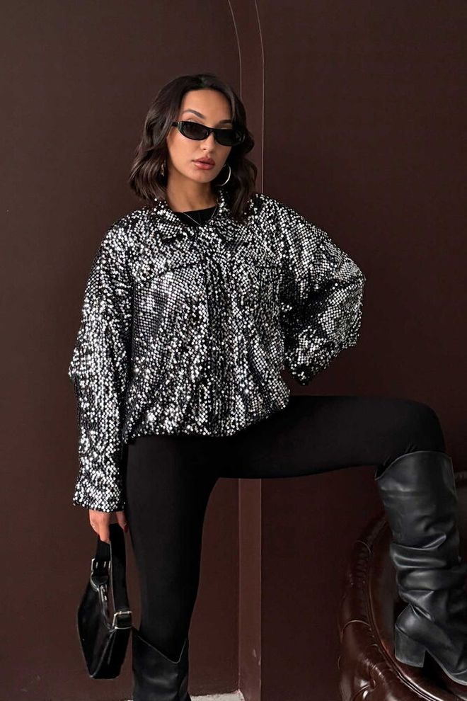 Topshow Geacă Bomber Glam Neagră Îmbrăcăminte cu ridicata Casual