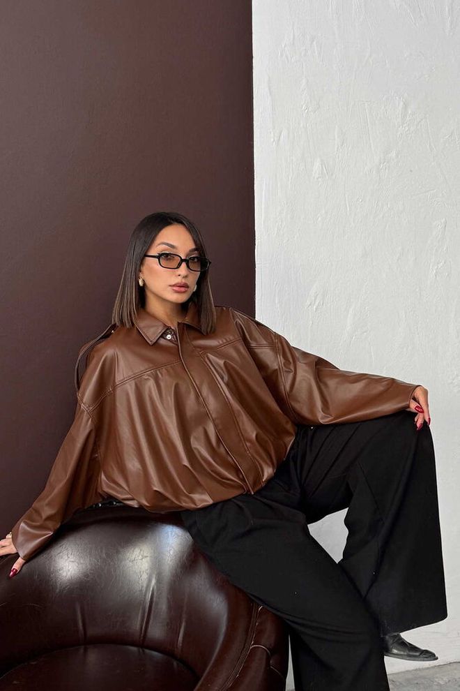 Topshow Geacă Cămașă Maro Cu Fermoar Și Buzunare Oblice Îmbrăcăminte cu ridicata Casual