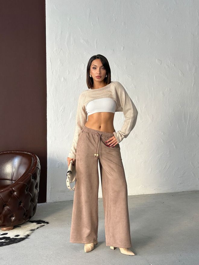 Topshow Beige Palazzo Pants With Geometric Pattern And Wide Leg Wholesale Clothing Spring