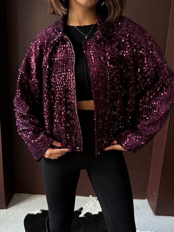 Topshow Bordeauxrode Bomber Jas Groothandel Kleding Herfst