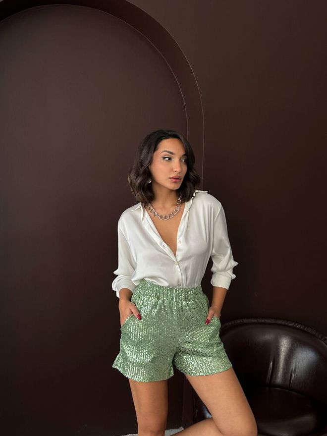 Topshow Pantaloni Scurți Verzi Glam Eleganți Formali Îmbrăcăminte cu ridicata 1