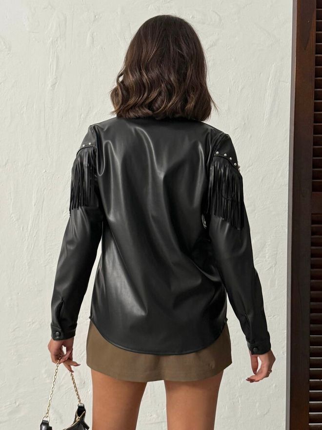 Topshow Camisa Preta Western Casual Elegante Com Fecho De Encaixe Roupas por atacado Roupa de rua