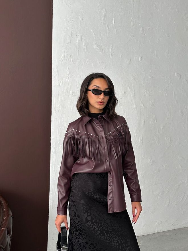 Topshow Camisa Castanho Western Casual Elegante Roupas por atacado 1