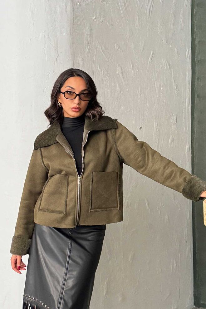 Topshow Giacca Bomber Verde Con Tasche Applicate Abbigliamento all'ingrosso Casuale