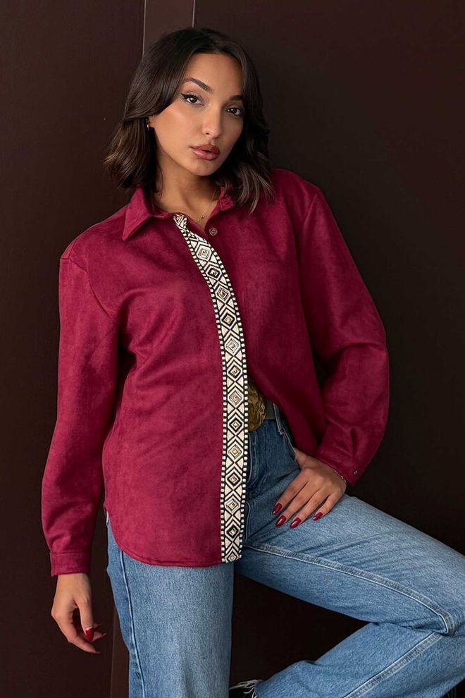 Topshow Рубашка Бордовый Красный Повседневный Элегантный Этнический Оптовая продажа одежды Повседневный