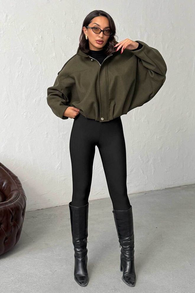 Topshow Chaqueta Camisa Verde Con Cierre De Botón A Presión Ropa al por mayor Casual