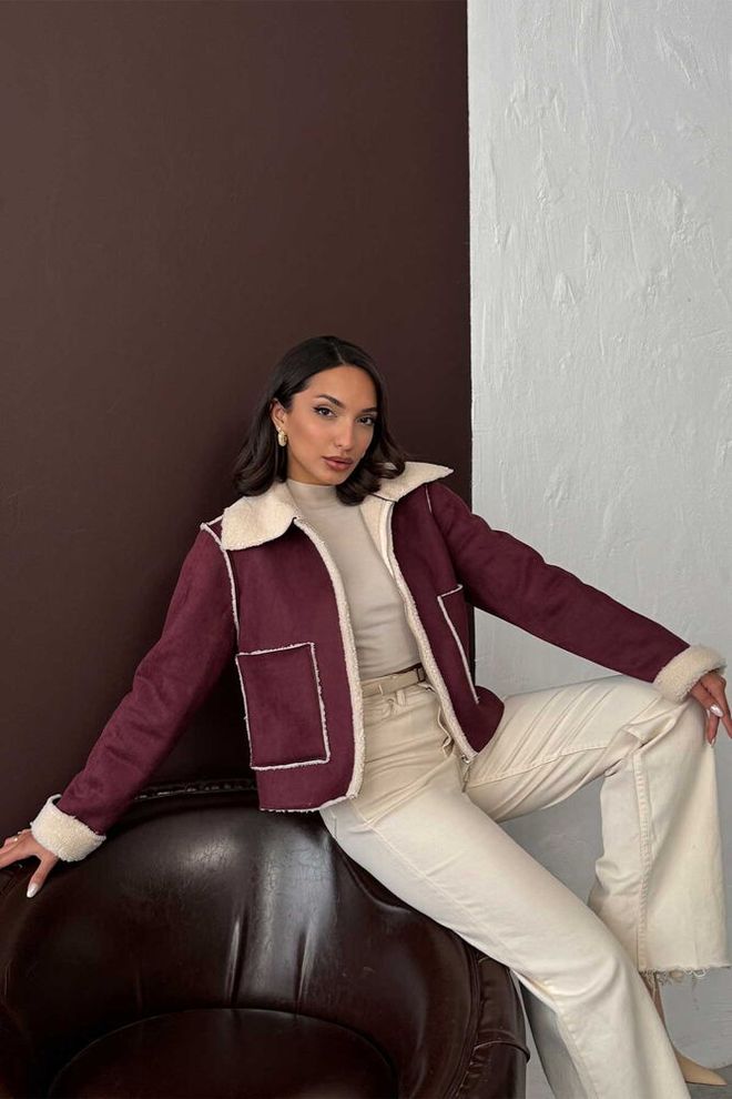 Topshow Бордовый Бомбер Куртка Оптовая продажа одежды Повседневный