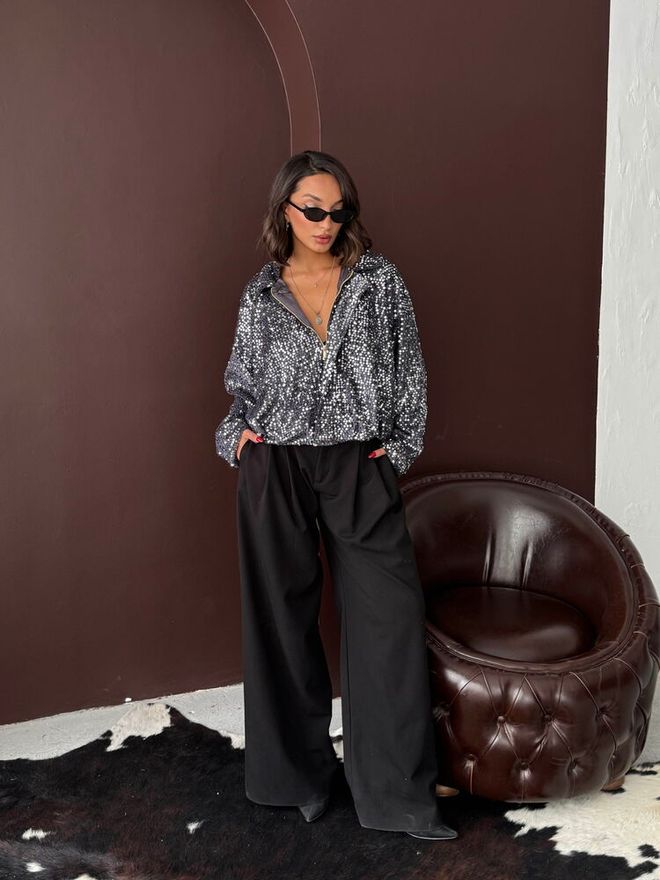 Topshow Silver Glam Windbreaker Jacket Wholesale Clothing Birthday