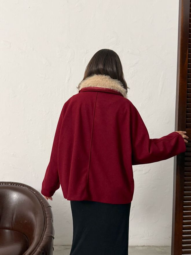 Topshow Палто Бордо Ретро Елегантен Глем Дрехи на едро Винтидж