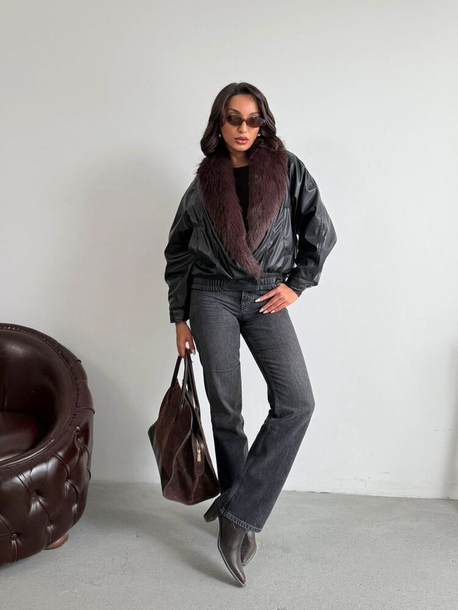 Topshow Black Vintage Oversized Wrapover Jacket Wholesale Clothing 1