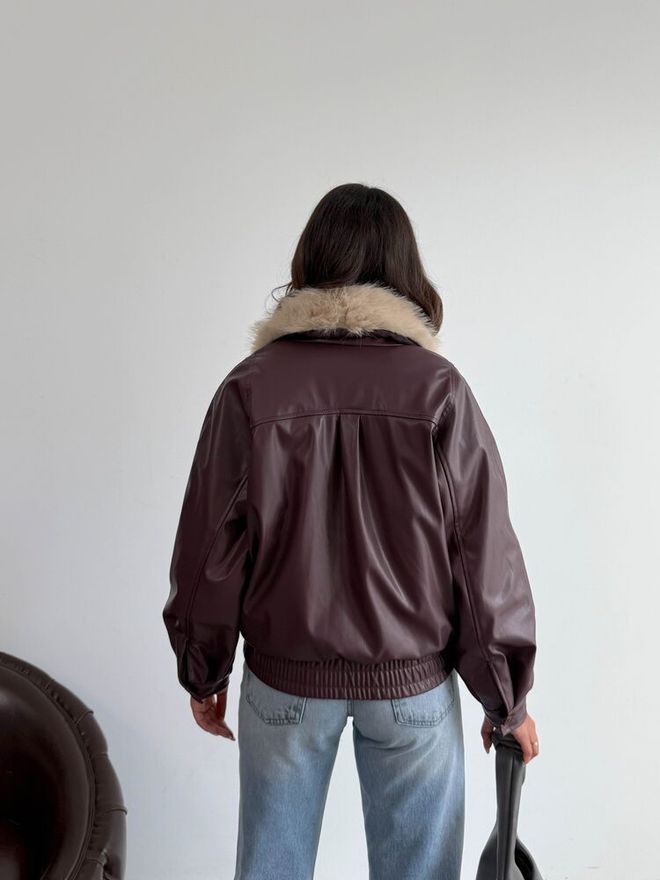 Topshow Brown Vintage Bomber Jacket With Notched Collar Wholesale Clothing Vintage