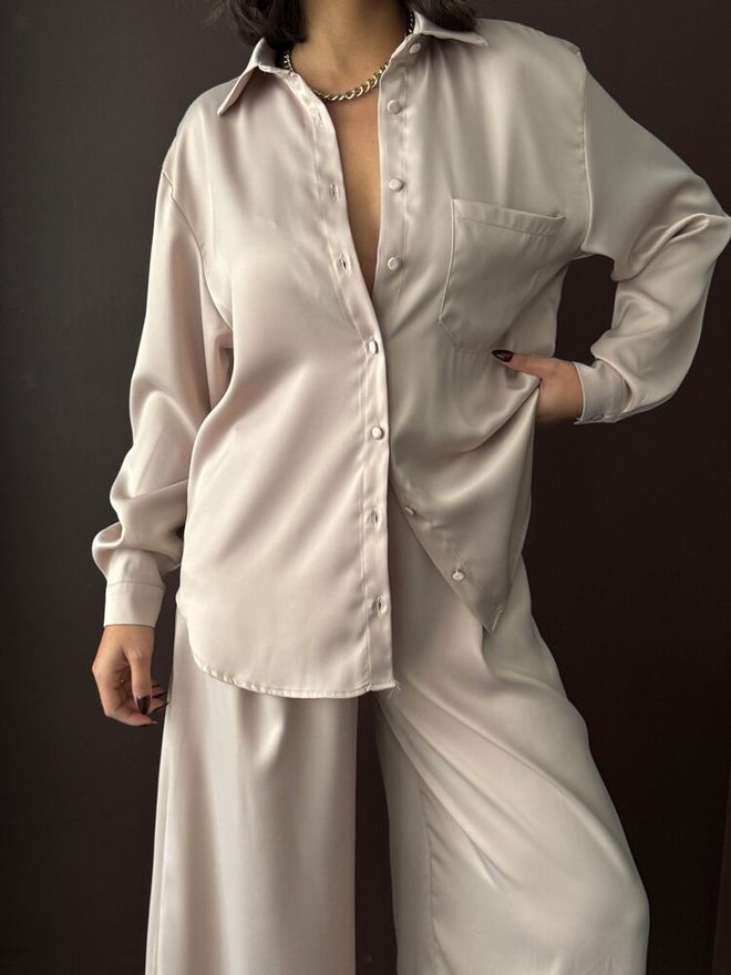 Topshow Elegant Beige Shirt With Shawl Collar Wholesale Clothing Spring