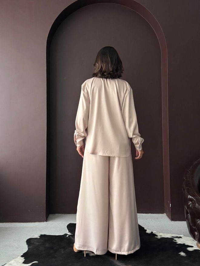 Topshow Elegant Beige Shirt With Shawl Collar Wholesale Clothing Formal