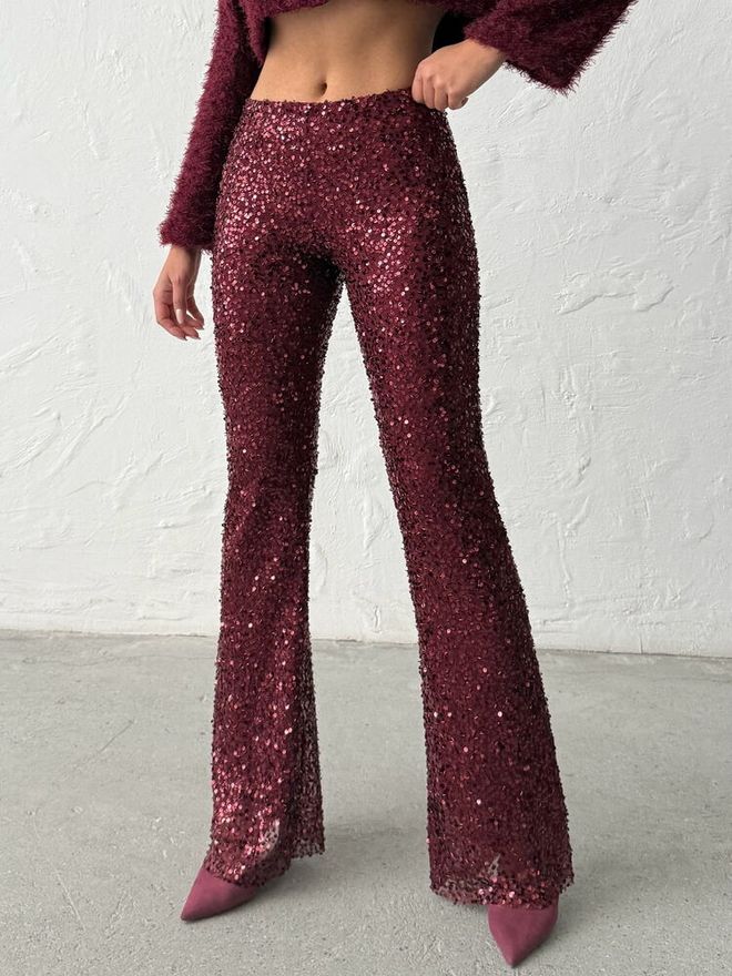 Topshow Bordo Crvena Seksi Glamurozan Elegantan Hlače Veleprodaja odjeće Jesen