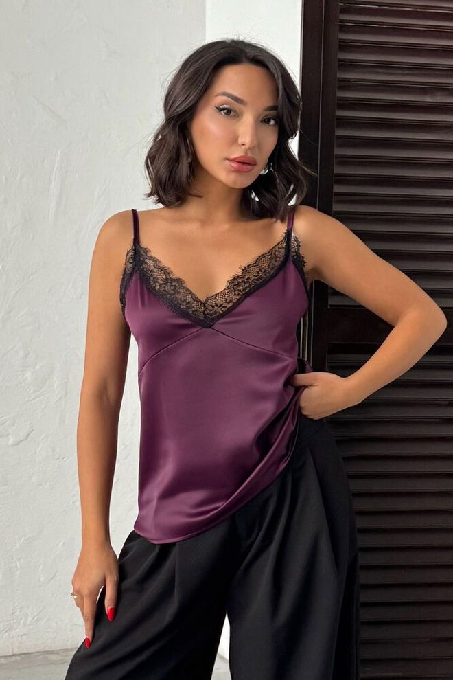 Topshow Blouse Bordeauxrood Slim Fit V hals Mouwloos Met Kapmouw Groothandel Kleding Casual