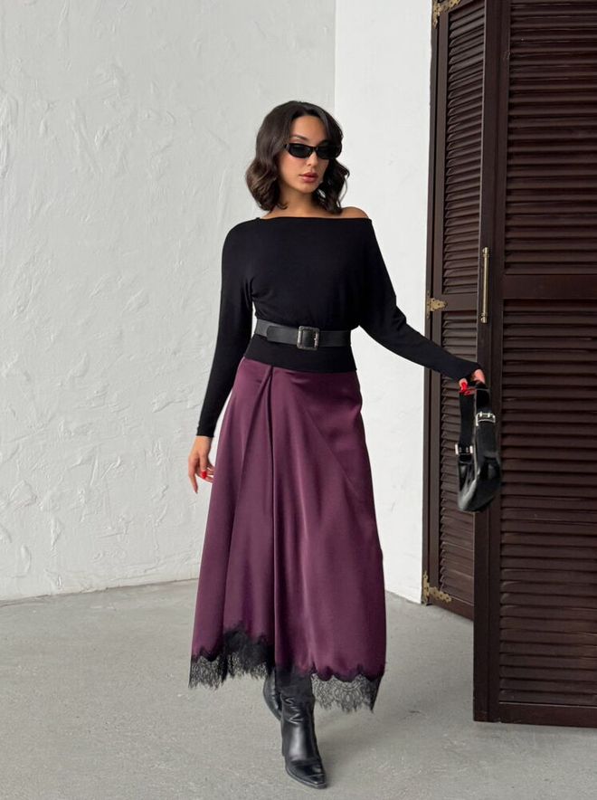 Topshow Бордовый Красный Расклешенный Макси Высокая Талия Элегантный Оптовая продажа одежды 1