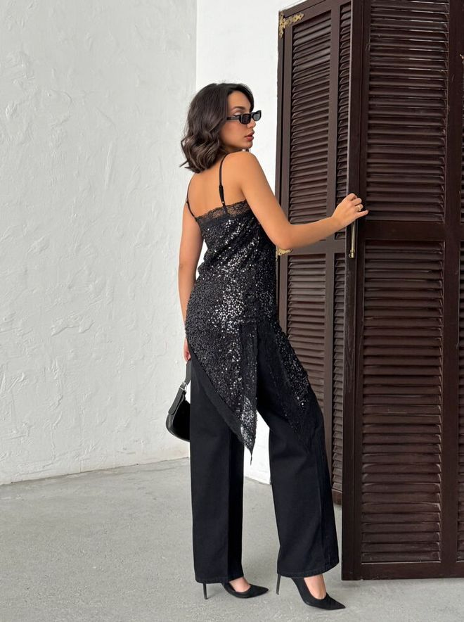 Topshow Juoda Glam Palaidinė Be Rankovių Siaura Didmeninė prekyba drabužiais Čiuožėjos