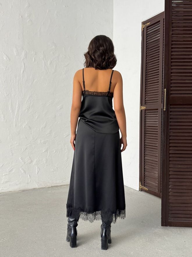 Topshow Черная Юбка А силуэт Макси Высокая Талия Без Карманов Оптовая продажа одежды Сексуальный