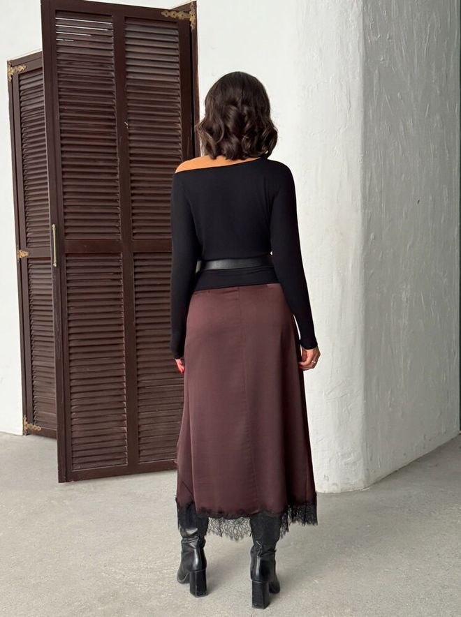 Topshow Юбка Коричневая Элегантная Формальная Винтаж Гламур Скромный Ретро А силуэт Макси Высокая Талия Натягивать Простой Оптовая продажа одежды Винтаж