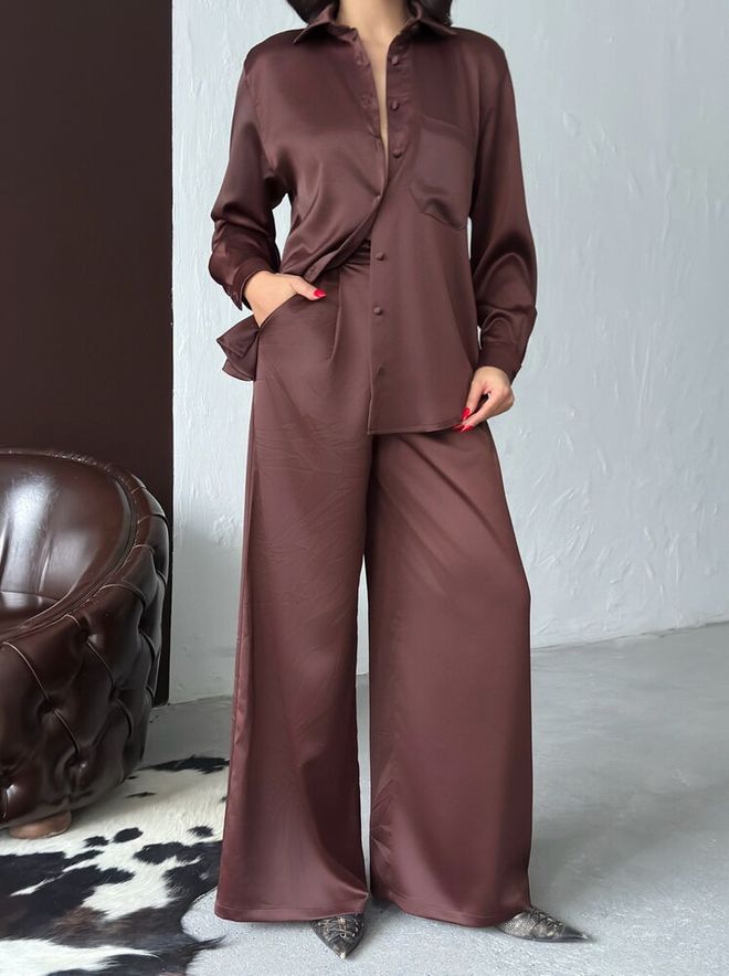 Topshow Smeđa Elegantna Formalna Vintage Palazzo Hlače Veleprodaja odjeće Posao