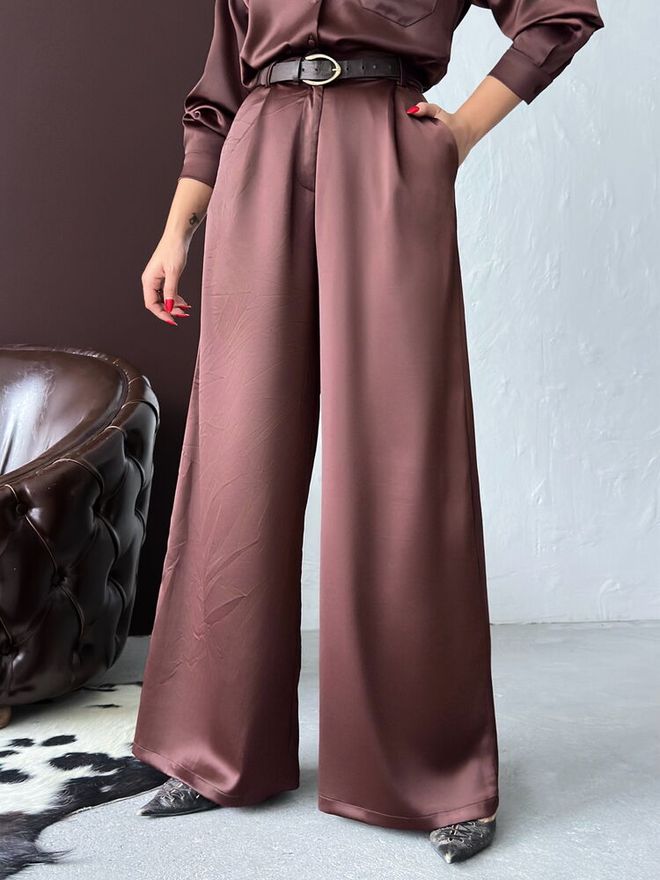 Topshow Smeđa Elegantna Formalna Vintage Palazzo Hlače Veleprodaja odjeće Proljeće