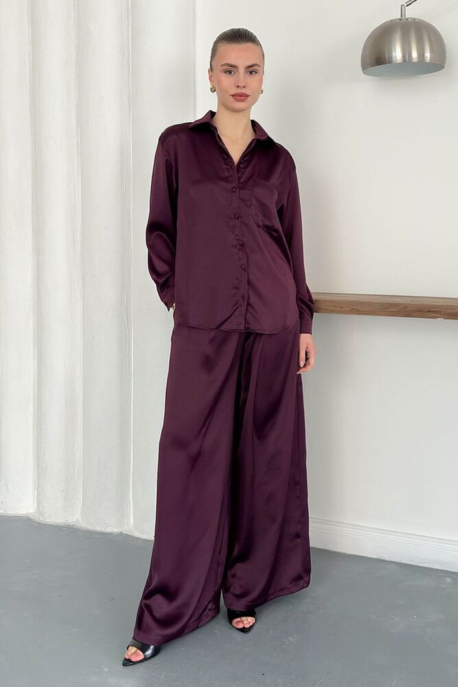 Topshow Claret Red Elegant Formal Palazzo Pants Wholesale Clothing Work