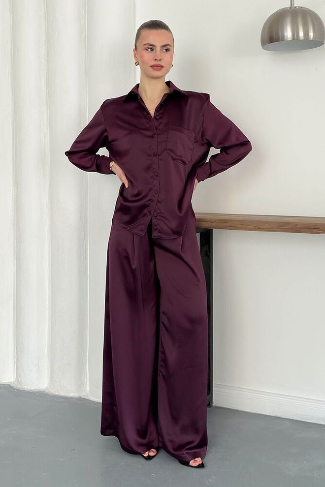 Topshow Claret Red Elegant Formal Palazzo Pants Wholesale Clothing Spring